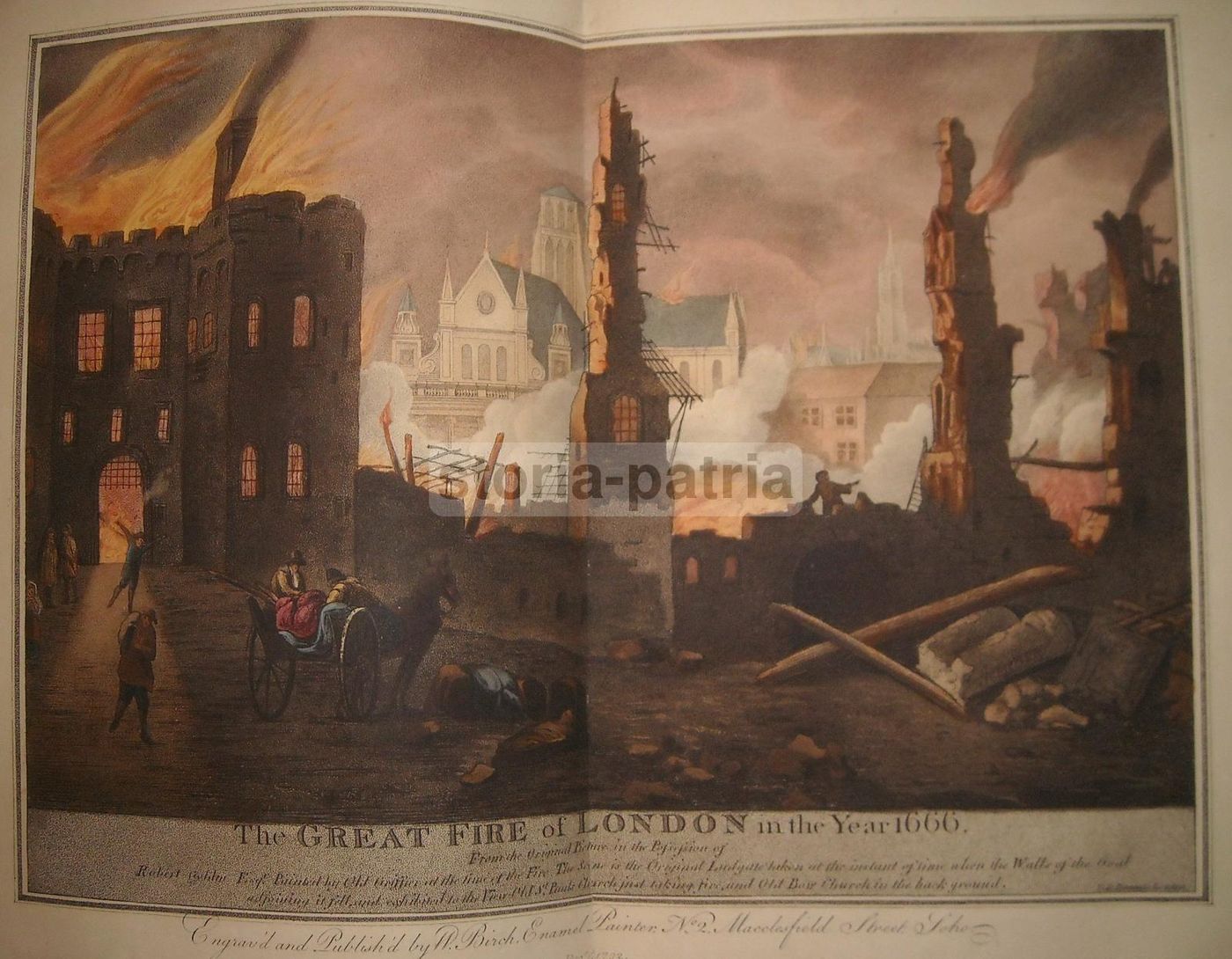 Incisione Del Grande Incendio Di Londra Del 1666, W. Birch, 1792