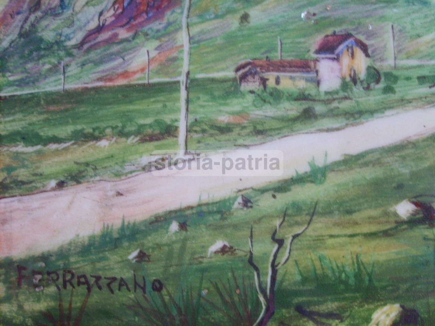 Veduta Ariano Irpino Su Ceramica Dipinta Ferrazzano Epoca Fascista