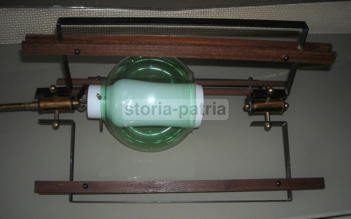 Lampada Vintage Design Italiano In Legno E Vetro, Anni '50 '60
