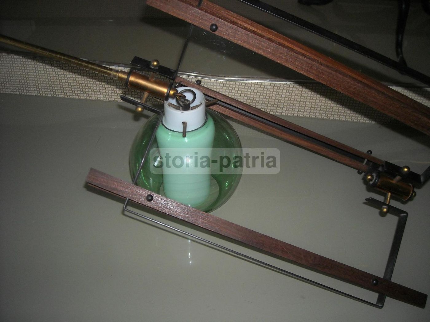 Lampada Vintage Design Italiano In Legno E Vetro, Anni '50 '60