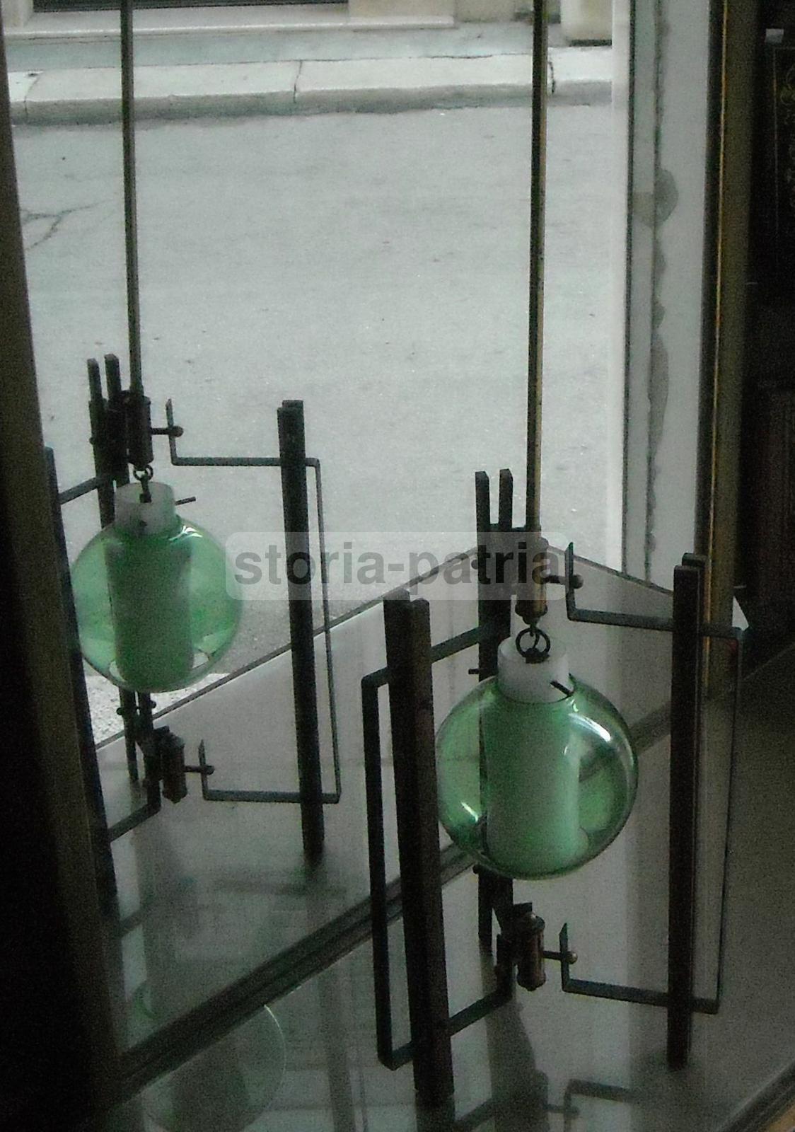 Lampada Vintage Anni '50 In Legno E Vetro, Design Italiano