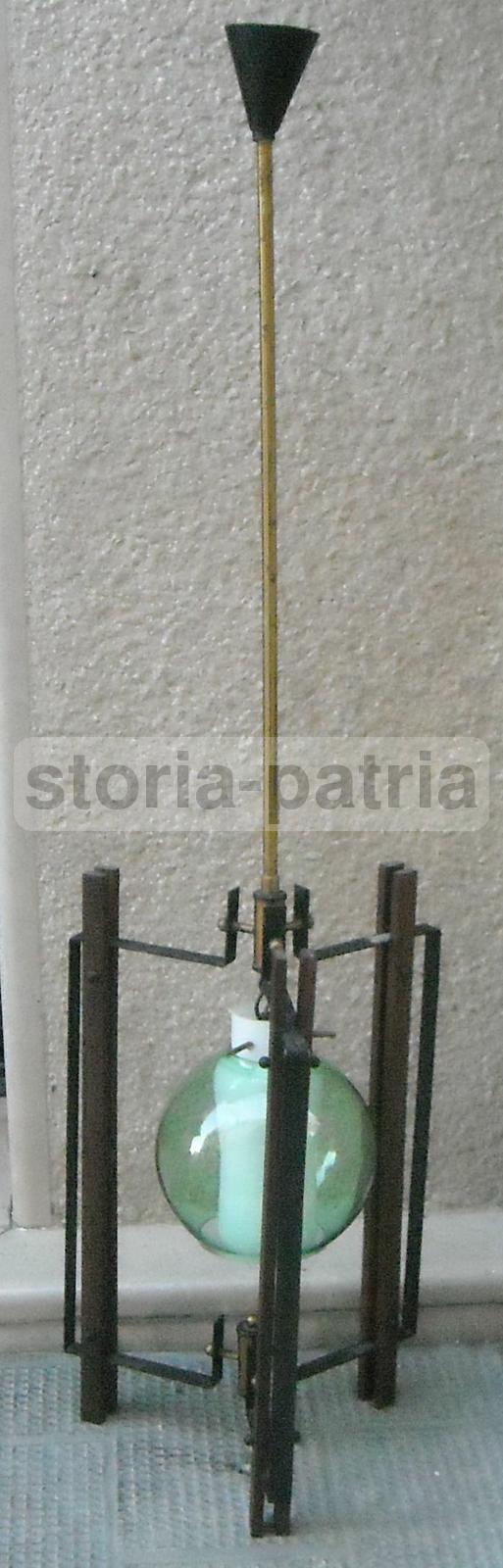 Lampada Vintage Anni '50 In Legno E Vetro, Design Italiano