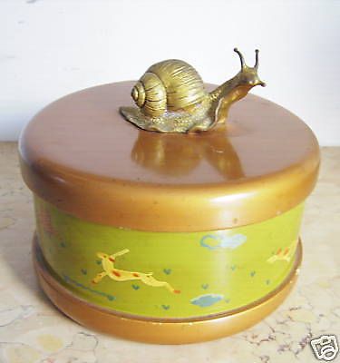 Scatola Decorativa Con Lumaca In Bronzo Dorato, Anni '30