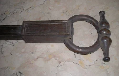 Antique 1800s Inlaid Wood Tool with Turned Handle