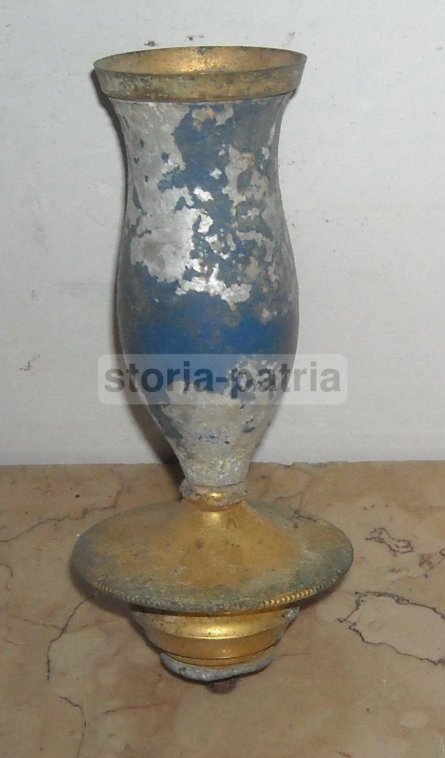 Portalampada Vintage Laccato Blu e Dorato Anni '30 '50