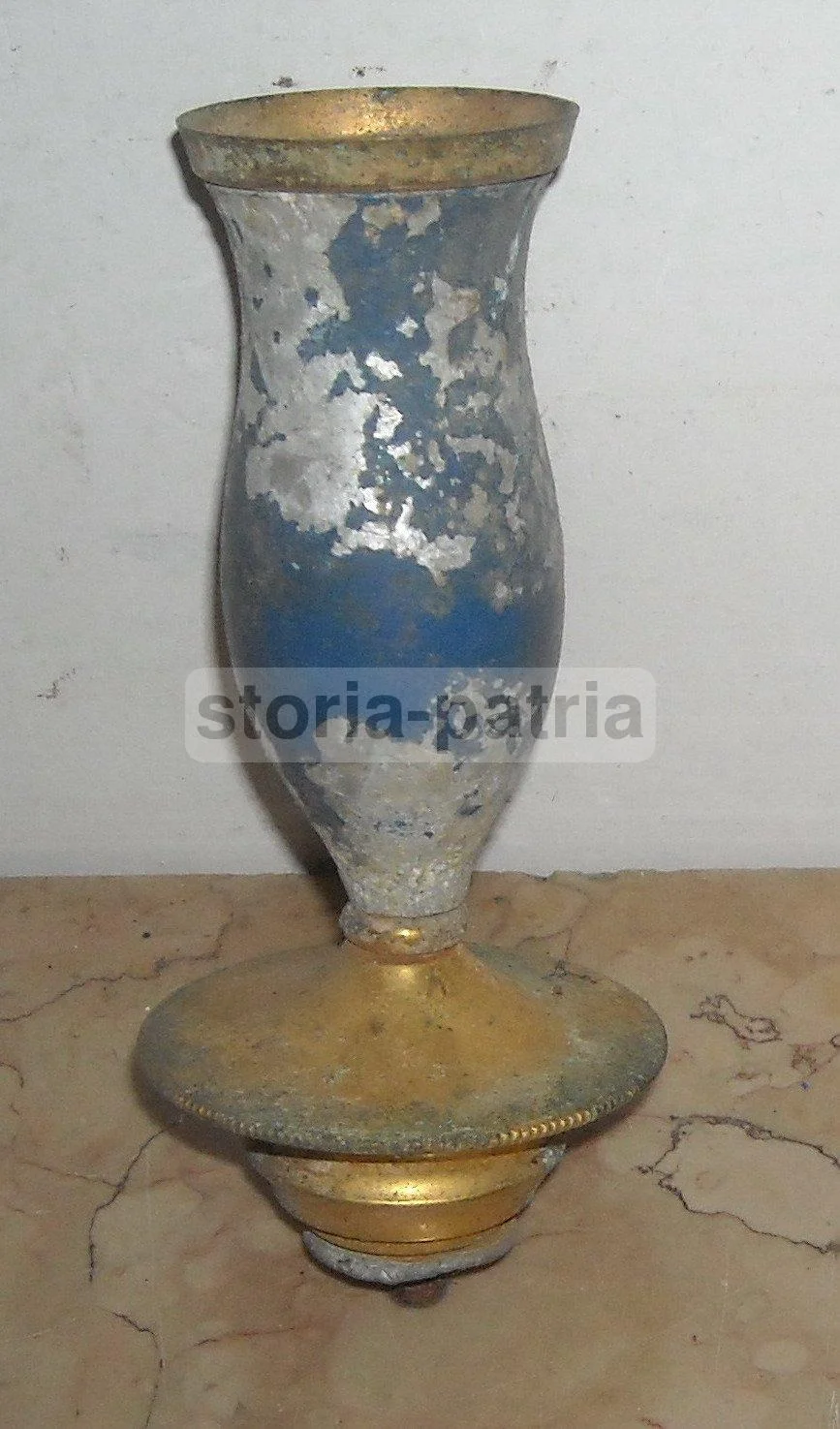 Portalampada Vintage Laccato Blu e Dorato Anni '30 '50