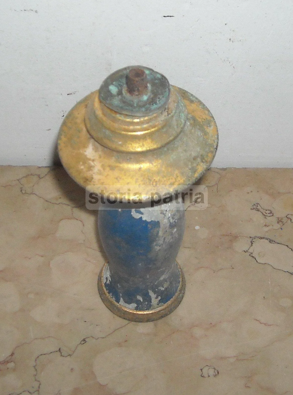 Portalampada Vintage Laccato Blu e Dorato Anni '30 '50