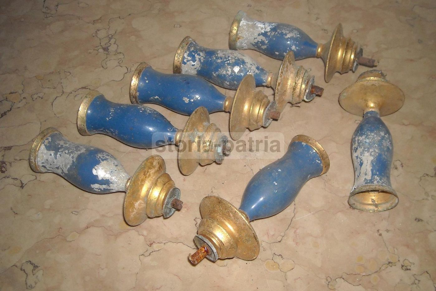 Portalampada Vintage Laccato Blu E Dorato Anni '30 '50