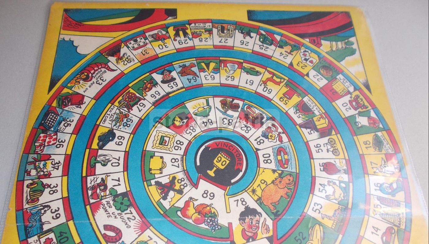 Gioco Del Ponte, Gioco Di Percorso Vintage In Cromolitografia