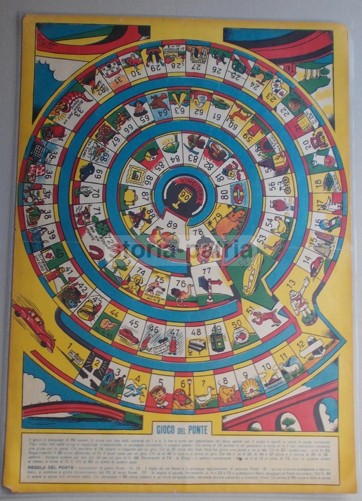 Gioco Del Ponte, Gioco Di Percorso Vintage In Cromolitografia