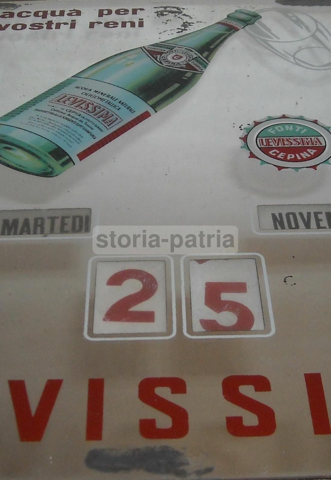 Targa Pubblicitaria Levissima Specchio Calendario Epoca Anni 50