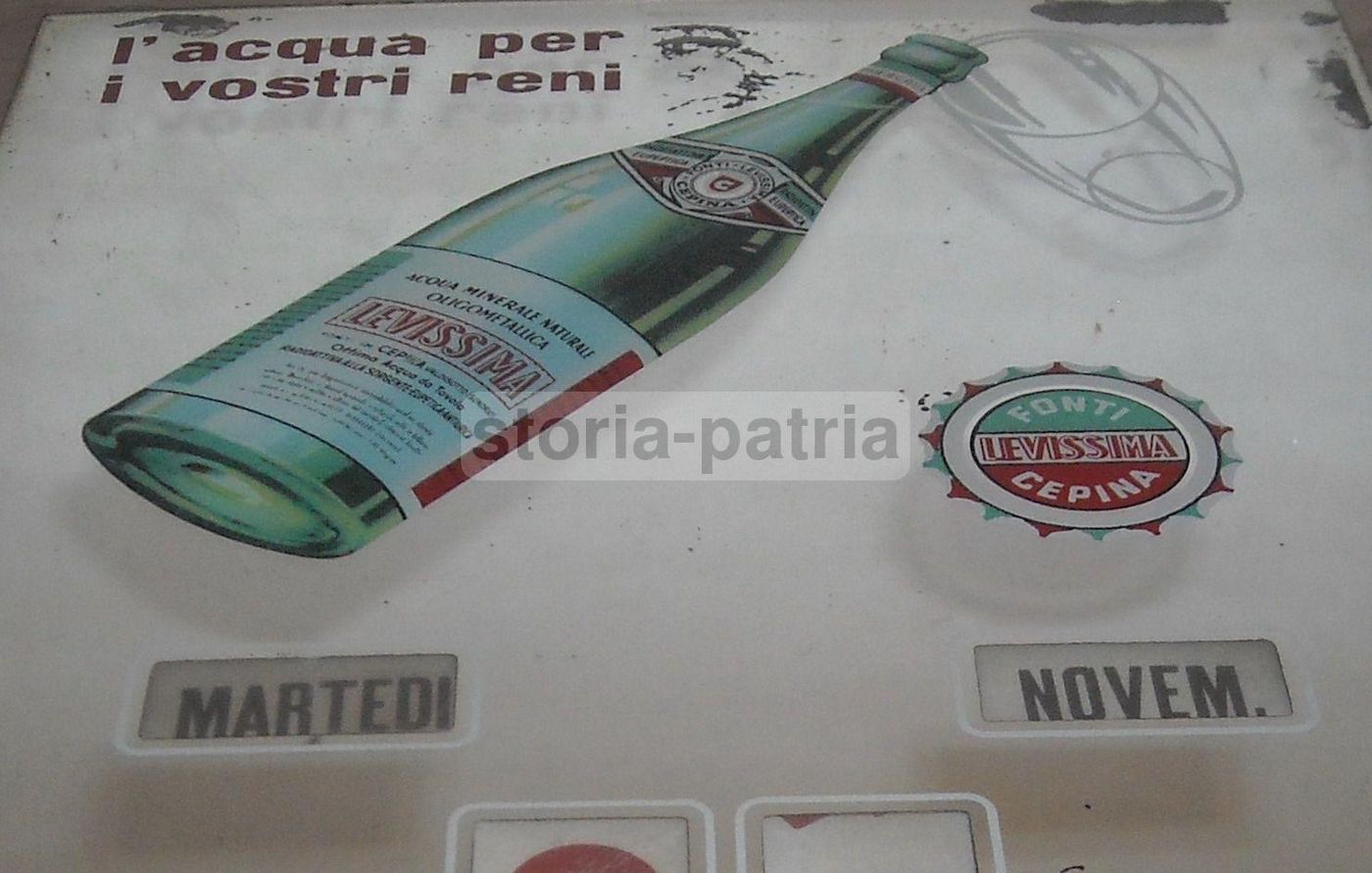 Specchio Pubblicitario Levissima Calendario, Anni 1940 1960