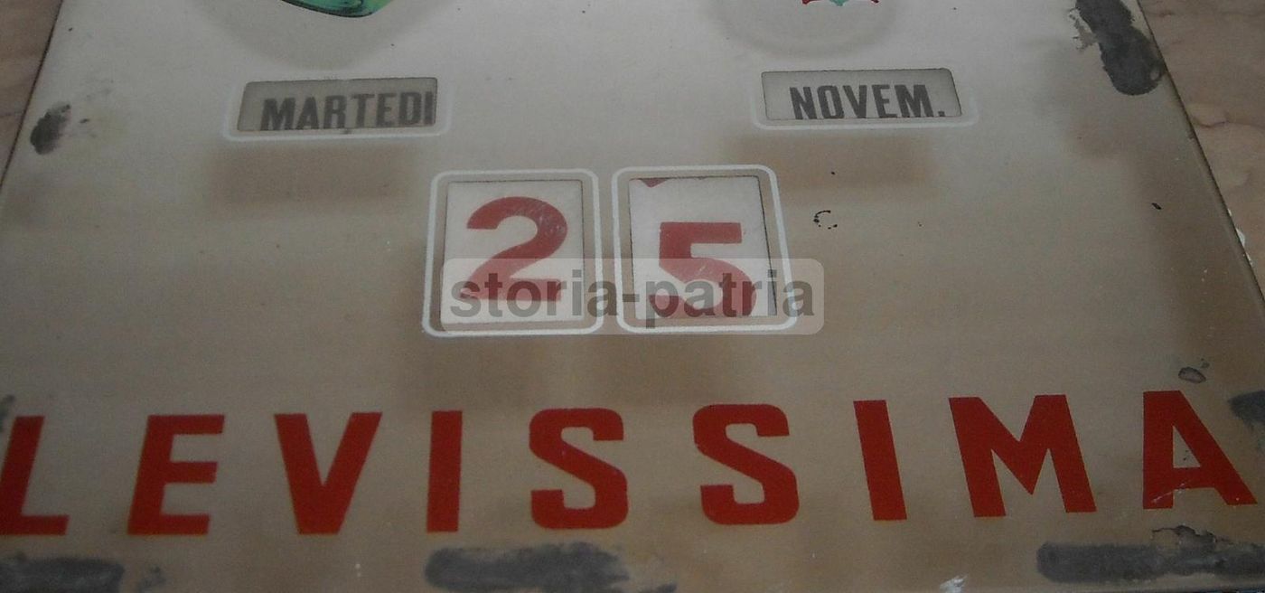 Specchio Pubblicitario Levissima Calendario, Anni 1940 1960