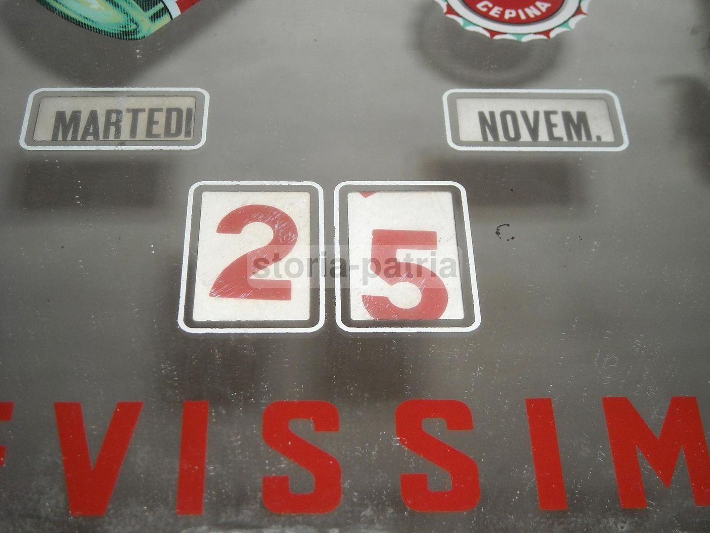 Specchio Pubblicitario Levissima Calendario, Anni 1940 1960