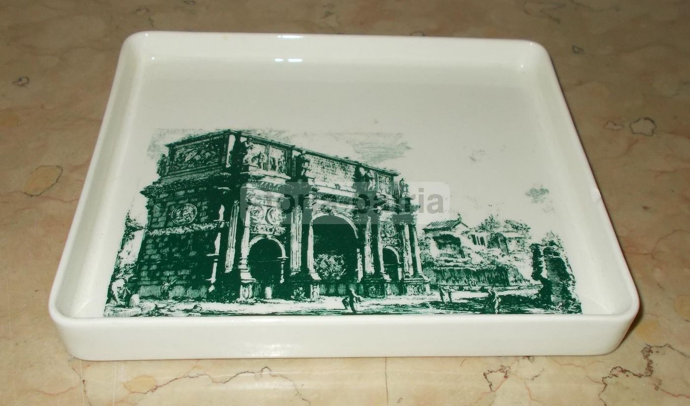 Vassoio In Ceramica Laveno, Arco Di Costantino, Roma, Anni '30, Verbanum