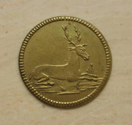 Medaglia Antica Con Cervo E Numero 2. Gettone Primo Novecento.