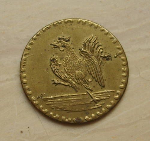 Medaglia Antica Con Gallo E Ragnatela In Ottone, Primo '900