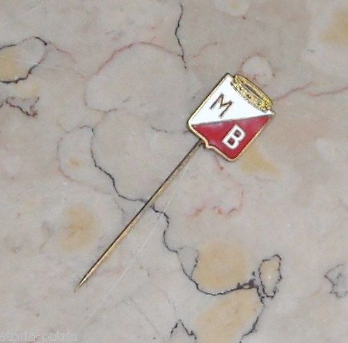 Distintivo Araldico Antico Con Corona, Lettere MB E Smalti Bianco E Rosso