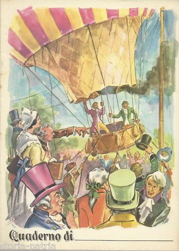 Quaderno Scolastico d'Epoca: Mongolfiera Dei Fratelli Montgolfier