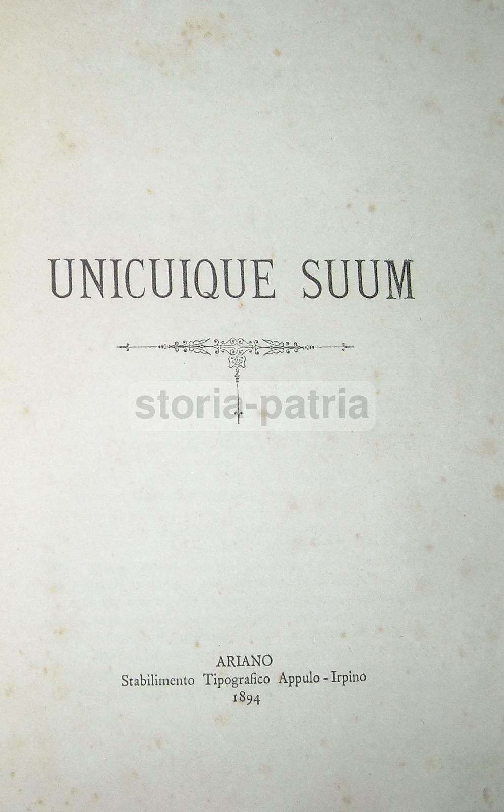 Unicuique Suum: Polemica Di Gialanelli Ad Ariano Irpino, 1894
