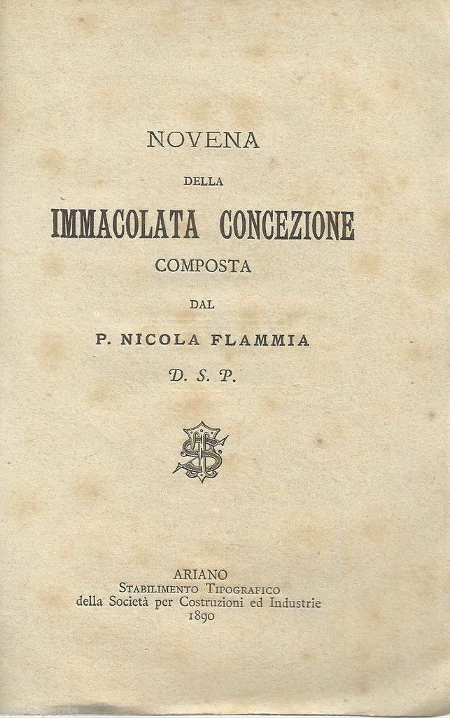 Novena Della Immacolata Concezione, Nicola Flammia, Ariano, 1890