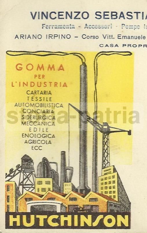 Cartolina Pubblicitaria Ferramenta Sebastiano Ariano Irpino Anni '30