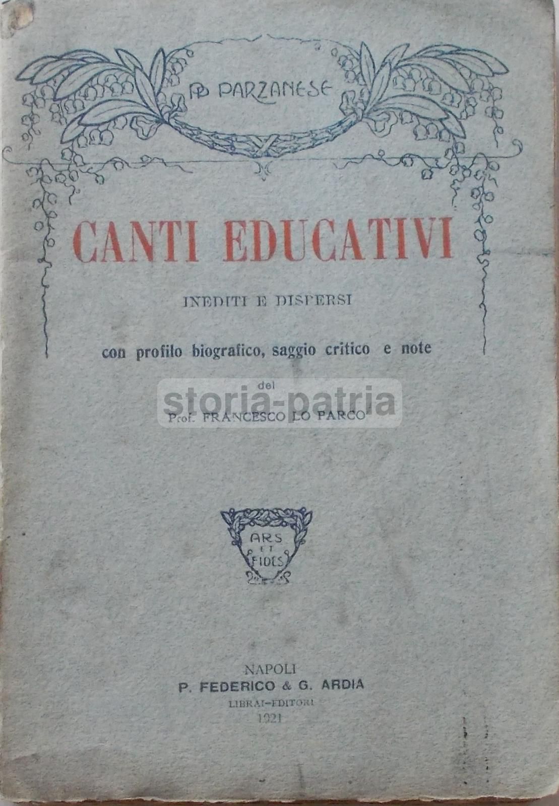 Canti Educativi Di P. P. Parzanese (1921)   Ariano Irpino E Irpinia