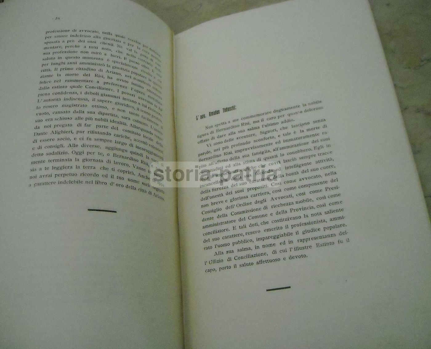 Necrologio Di Bernardino Risi (1913), Ariano Irpinia: Rarità Bibliografica Per Il Noto Avvocato