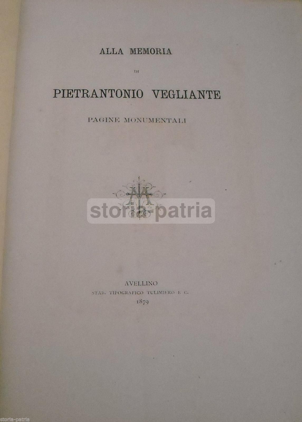 Necrologio Pietrantonio Vegliante, Medico Irpino, Atripalda 1879