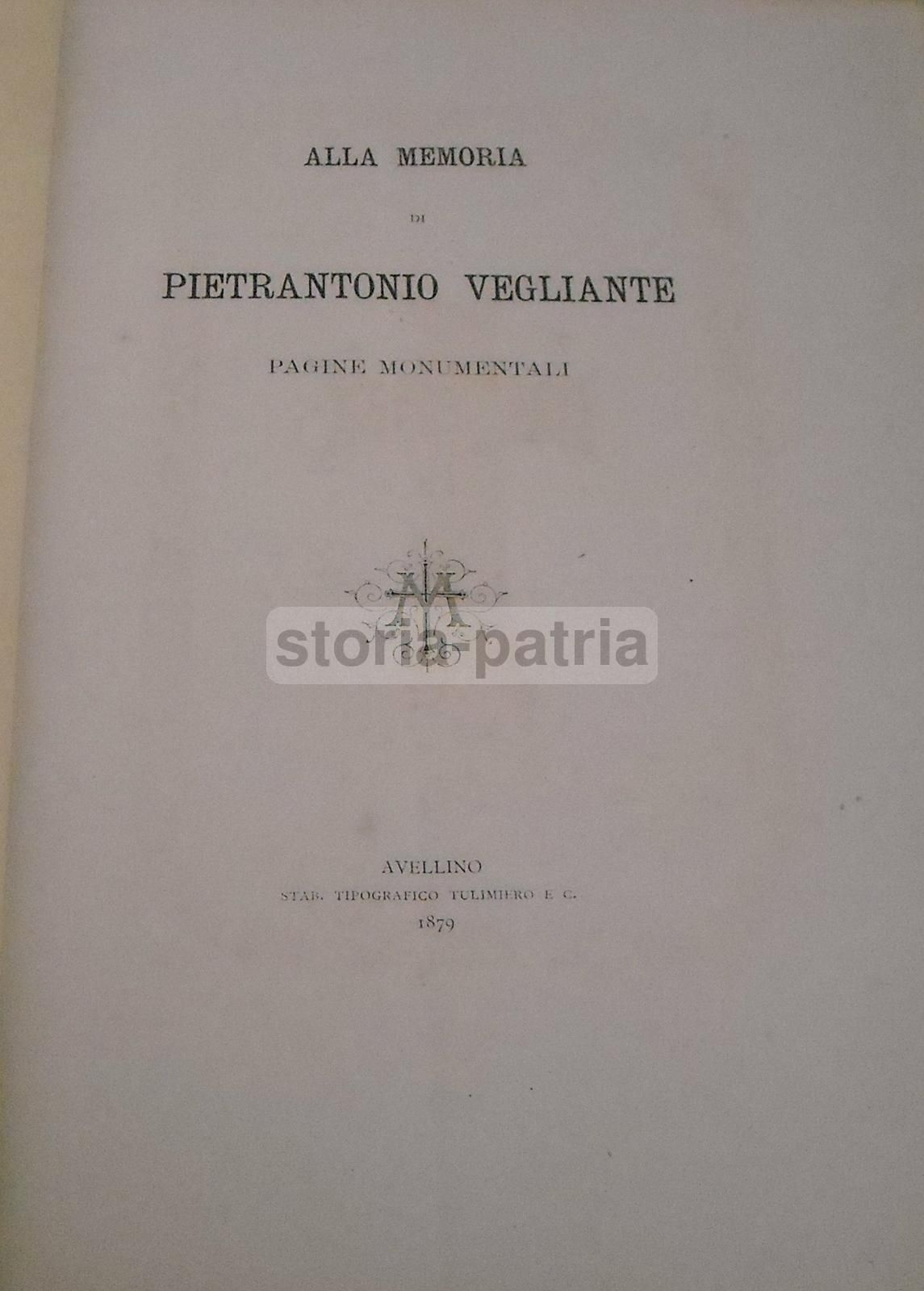 Necrologio Pietrantonio Vegliante, Medico Irpino, Atripalda 1879