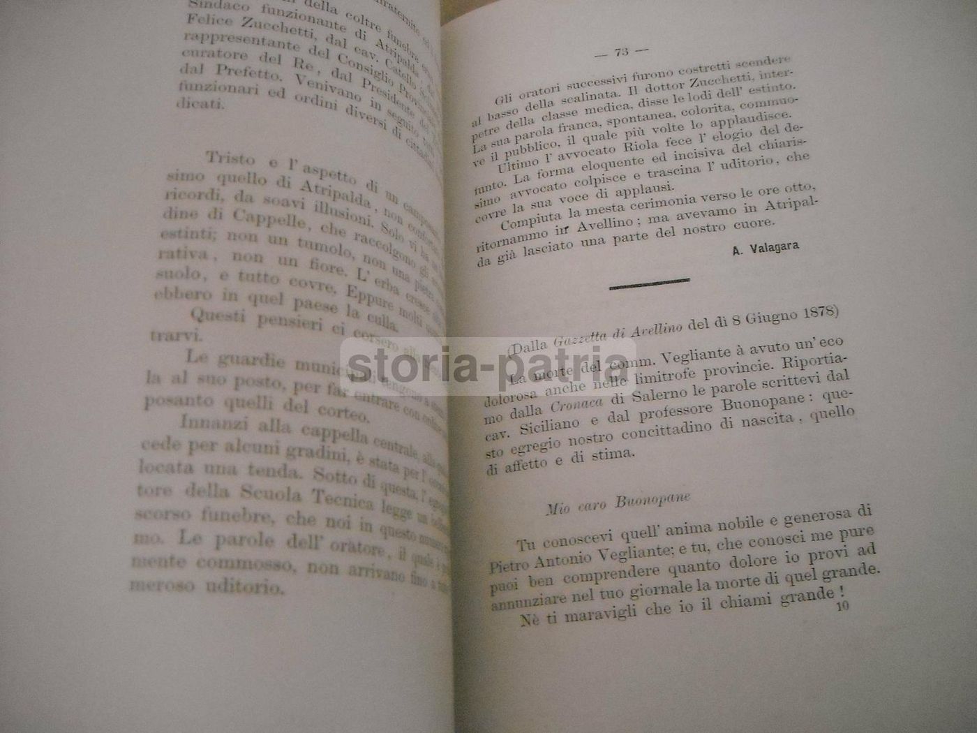 Necrologio Pietrantonio Vegliante, Medico Irpino, Atripalda 1879