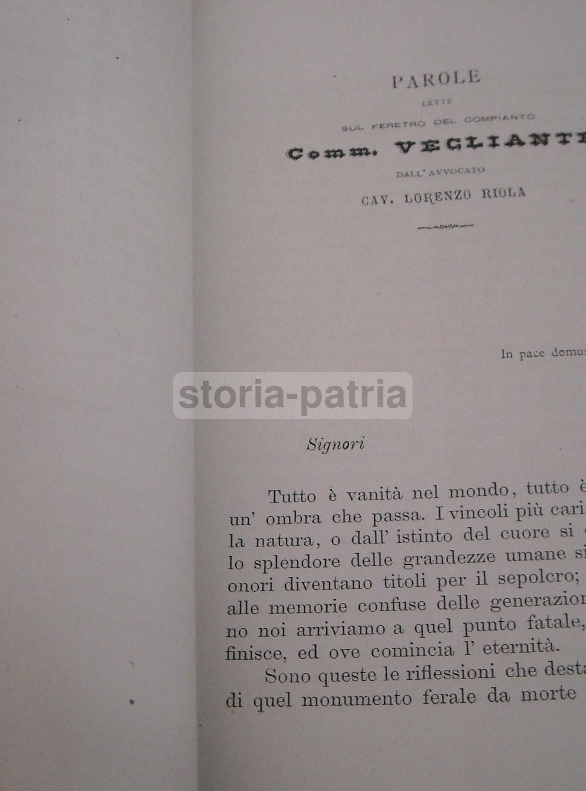 Necrologio Pietrantonio Vegliante, Medico Irpino, Atripalda 1879