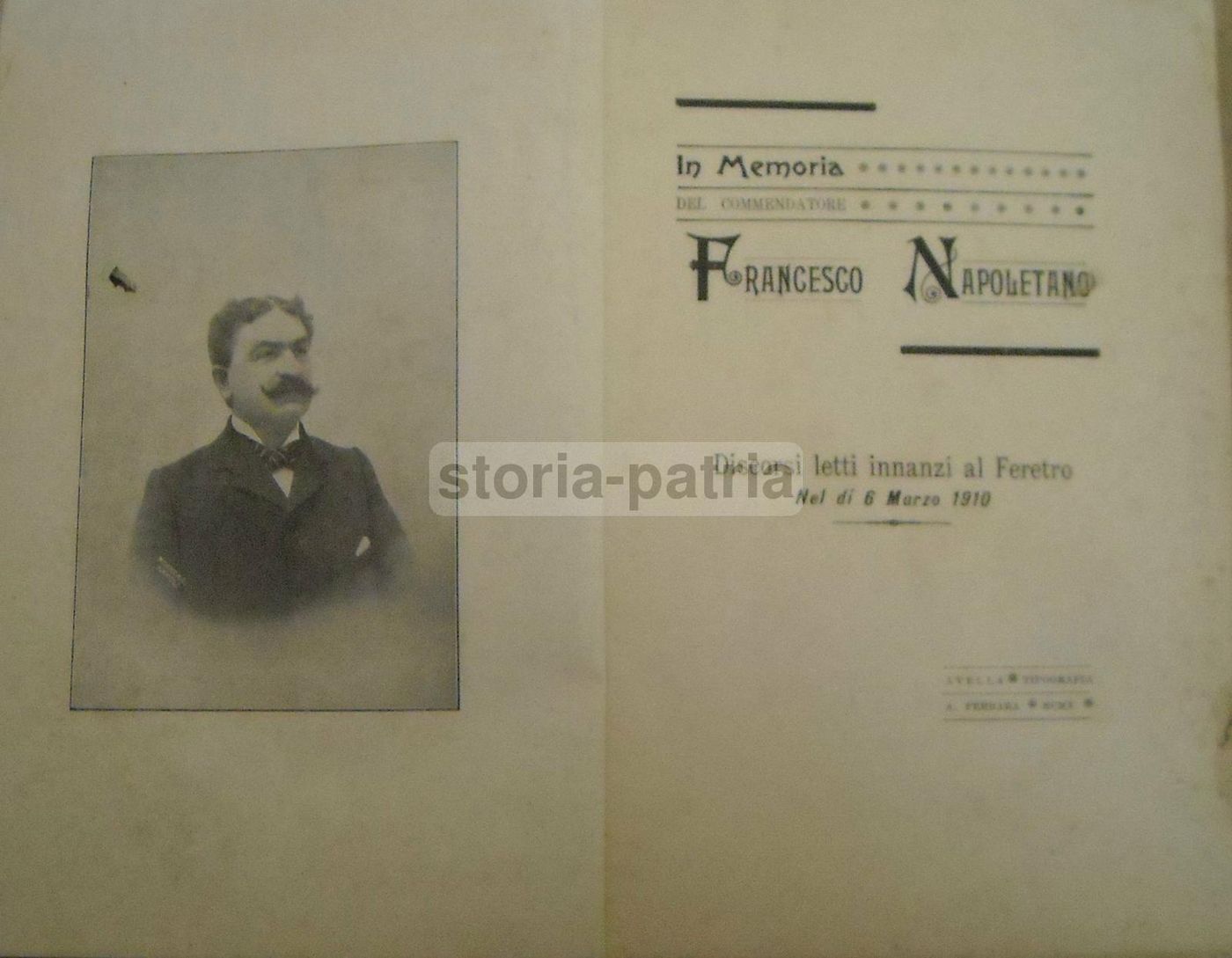 Necrologio Di Francesco Napoletano, Baiano E Avella, 1910