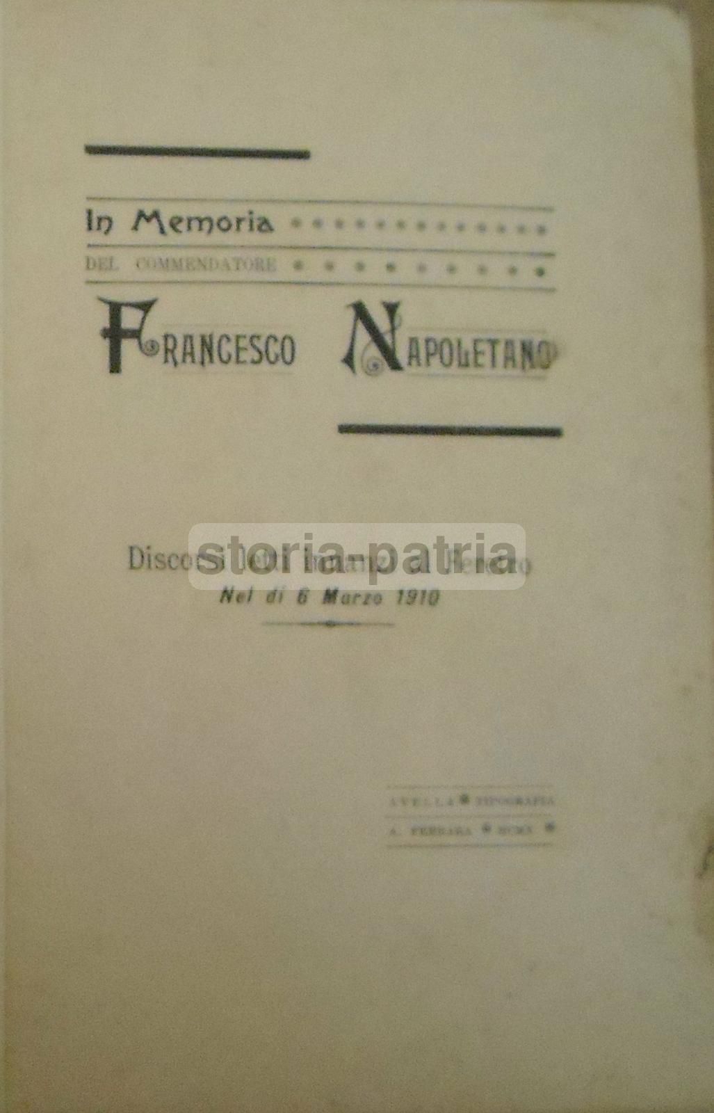 Necrologio Di Francesco Napoletano, Baiano E Avella, 1910