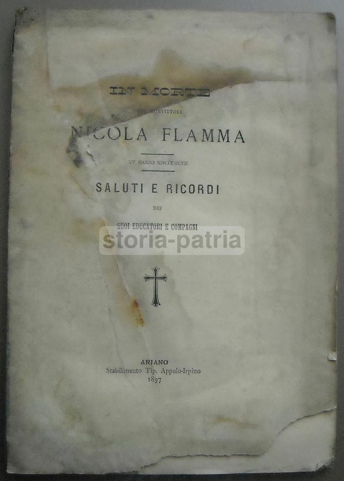 Necrologio Nicola Flamma, 1897: Convitto Parzanese, Frigento, Ariano