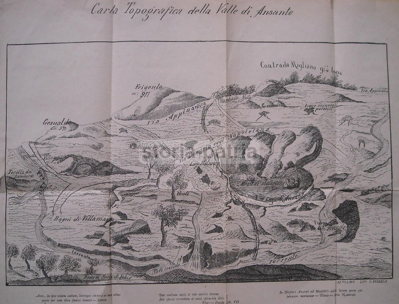 Carta Topografica Della Valle Di Ansante, Irpinia
