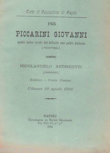 Documento Giuridico Frigento Sturno Castelbaronia Napoli 1906