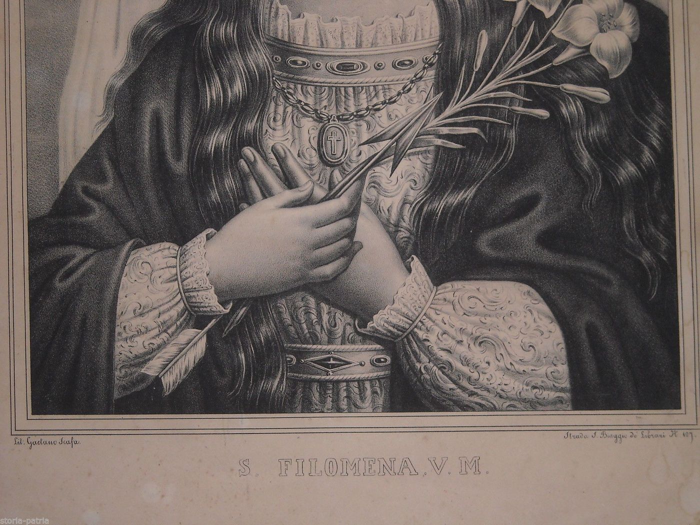 Santa Filomena, Mugnano Del Cardinale: Antica Stampa Popolare, XIX Secolo