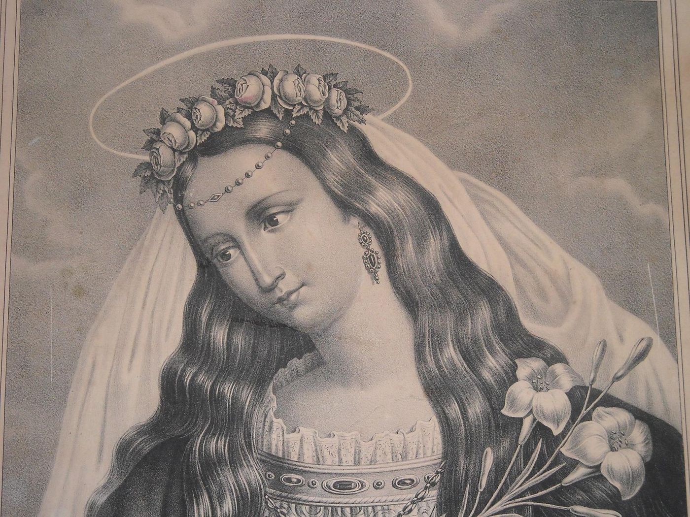 Santa Filomena, Mugnano Del Cardinale: Antica Stampa Popolare, XIX Secolo
