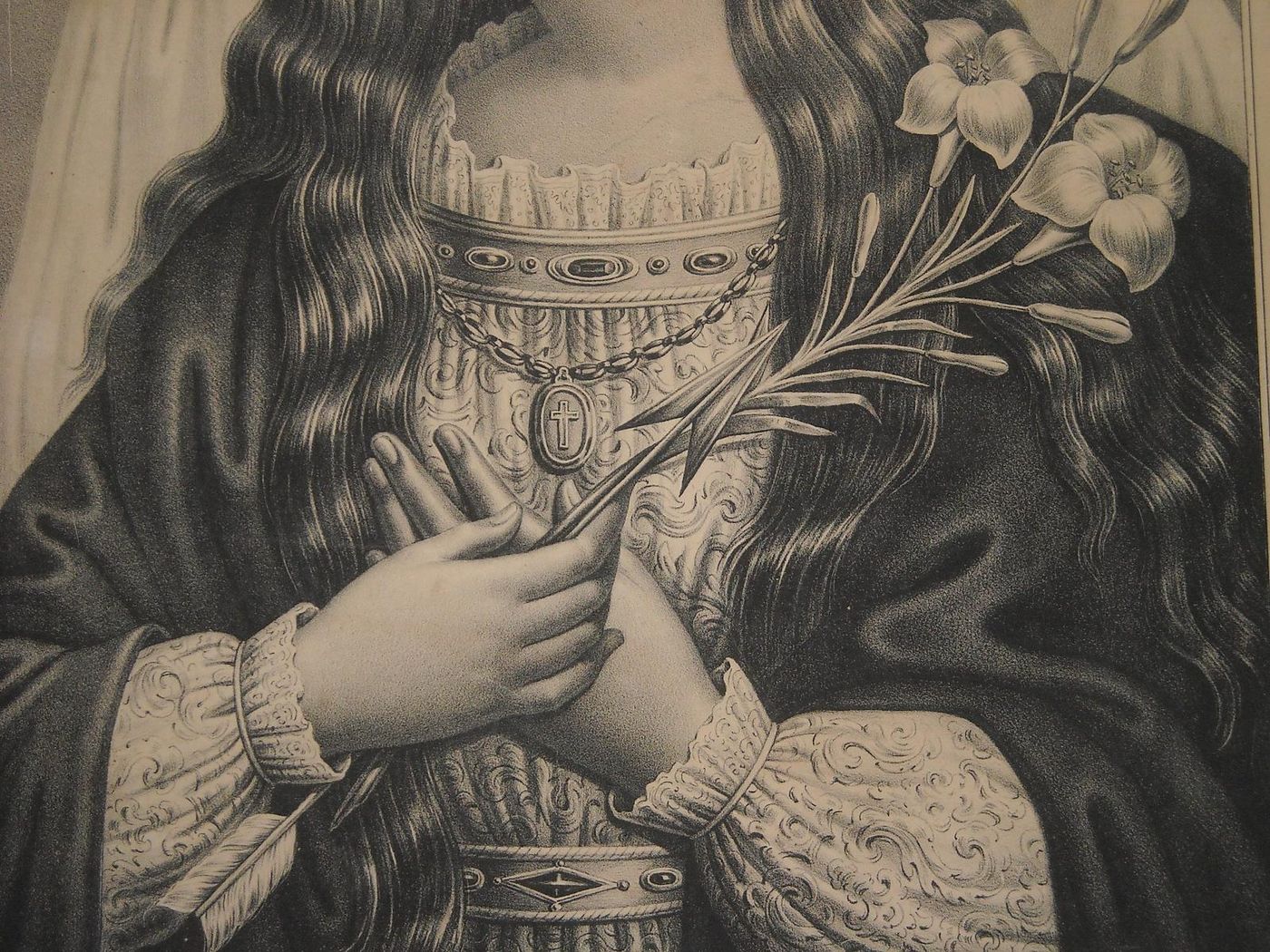 Santa Filomena, Mugnano Del Cardinale: Antica Stampa Popolare, XIX Secolo