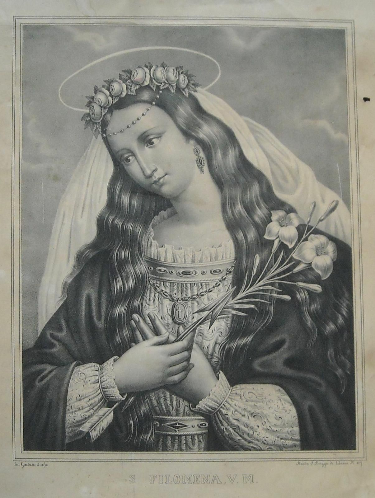 Santa Filomena, Mugnano Del Cardinale: Antica Stampa Popolare, XIX Secolo