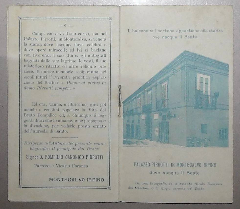Holy Card, Blessed Pompilio Maria Pirrotti 1896 Montecalvo Irpino