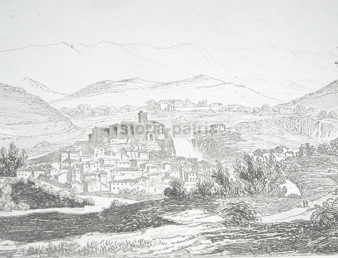 Isola Di Sora. Incisione Originale Dell'Ottocento Di Lemaitre. Veduta Panoramica