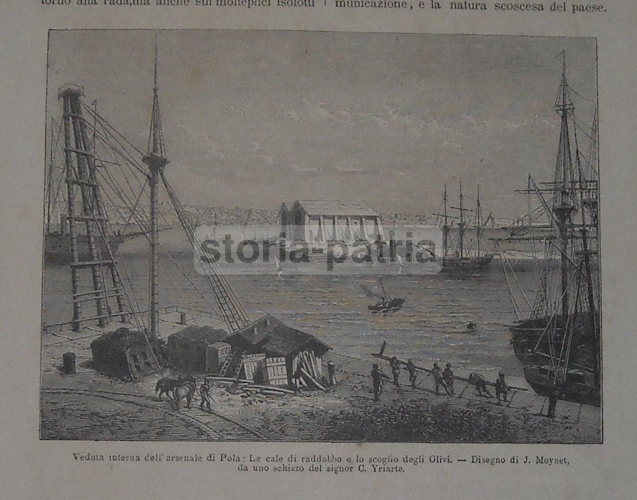 Stampa Antica Dell'Arsenale Di Pola, Istria. Fine XIX Secolo (Moynet, Yriarte)