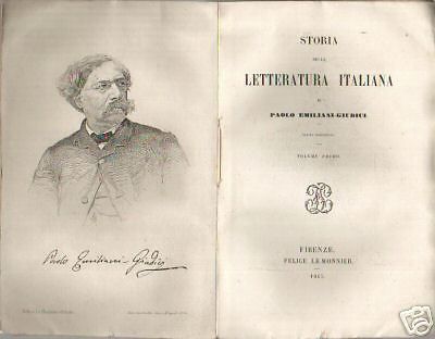 Storia Della Letteratura Italiana, Emiliani Giudici, 1865, Le Monnier