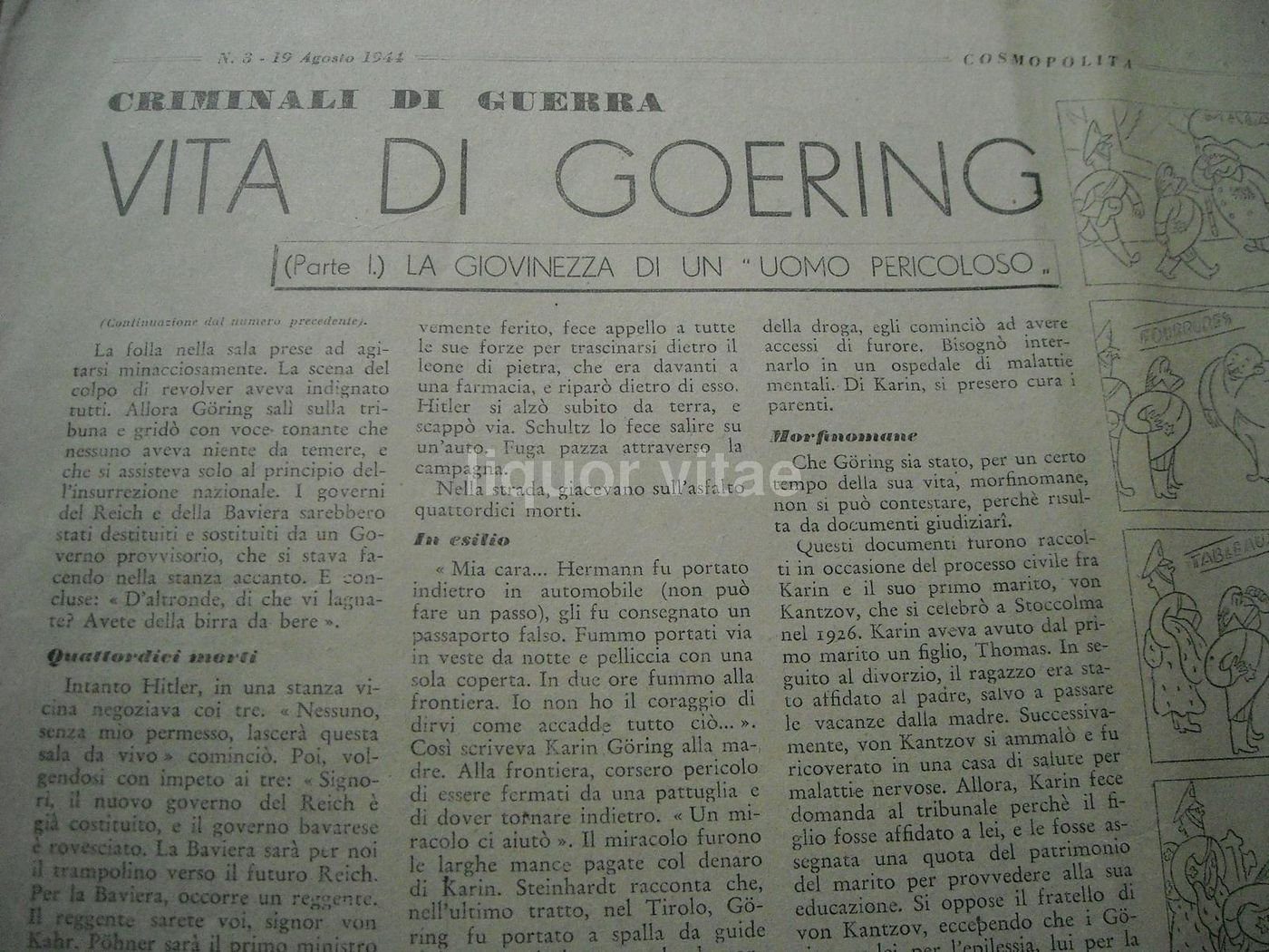 Cosmopolita, 1944: Settimanale Antifascista Con Vignette Satiriche