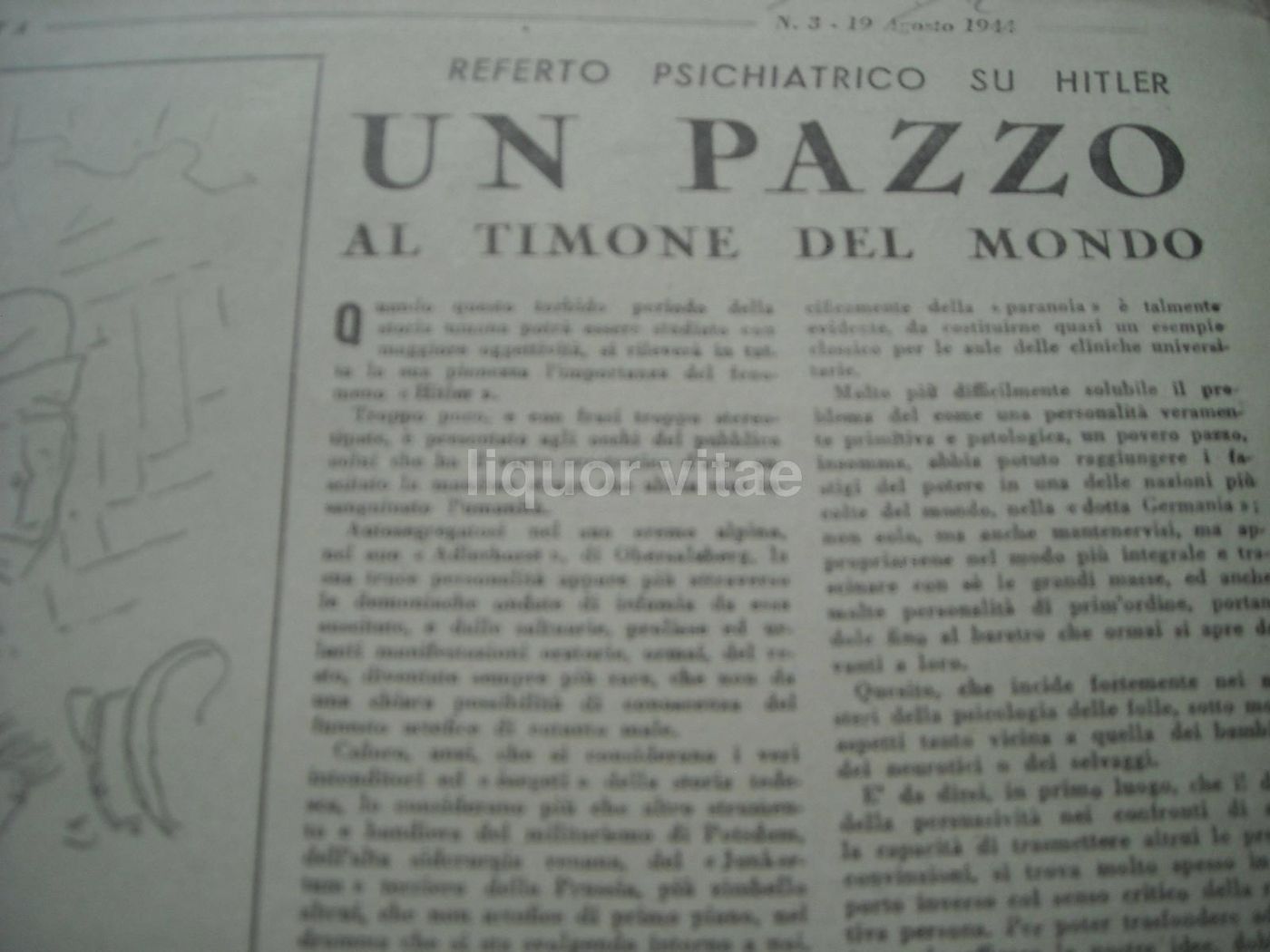 Cosmopolita, 1944: Settimanale Antifascista Con Vignette Satiriche