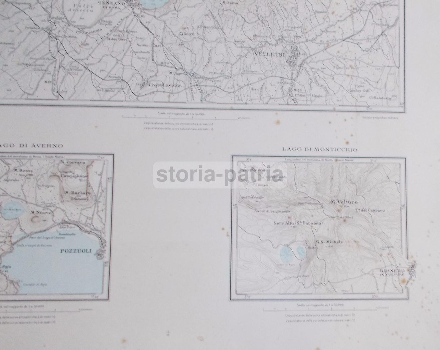 Mappa Antica Dei Laghi Di Albano, Nemi, Averno E Monticchio
