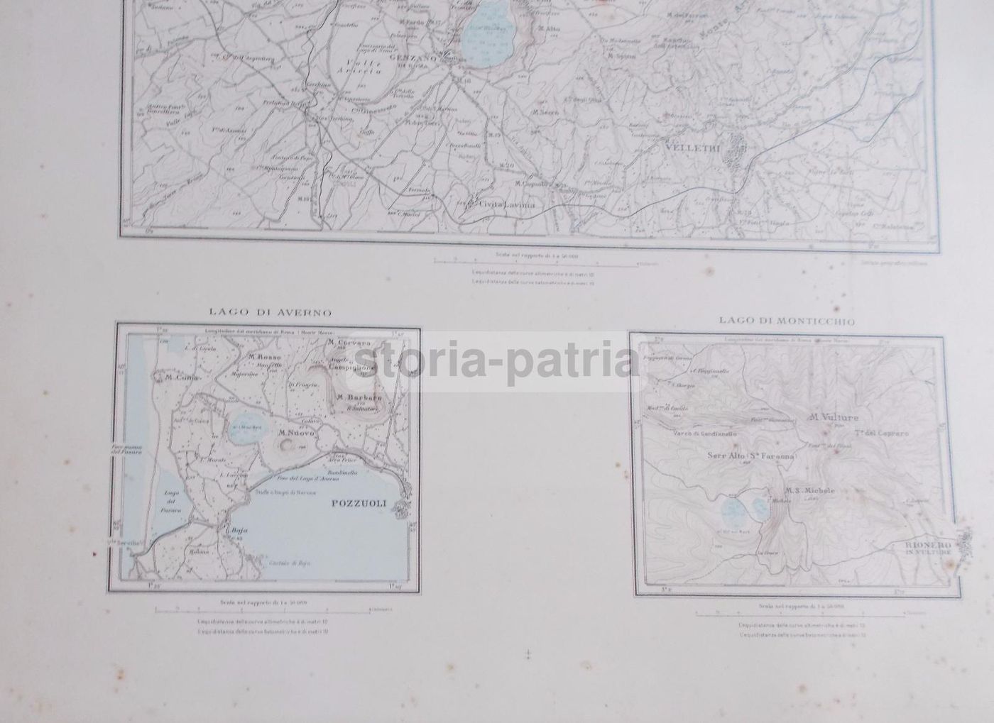 Mappa Antica Dei Laghi Di Albano, Nemi, Averno E Monticchio