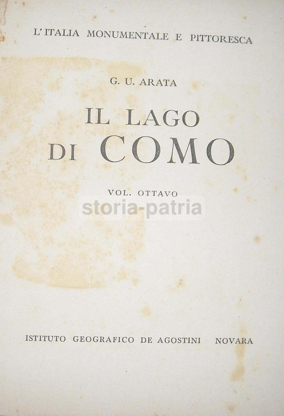 Il Lago Di Como. G.U. Arata, 1946. Guida Illustrata De Agostini